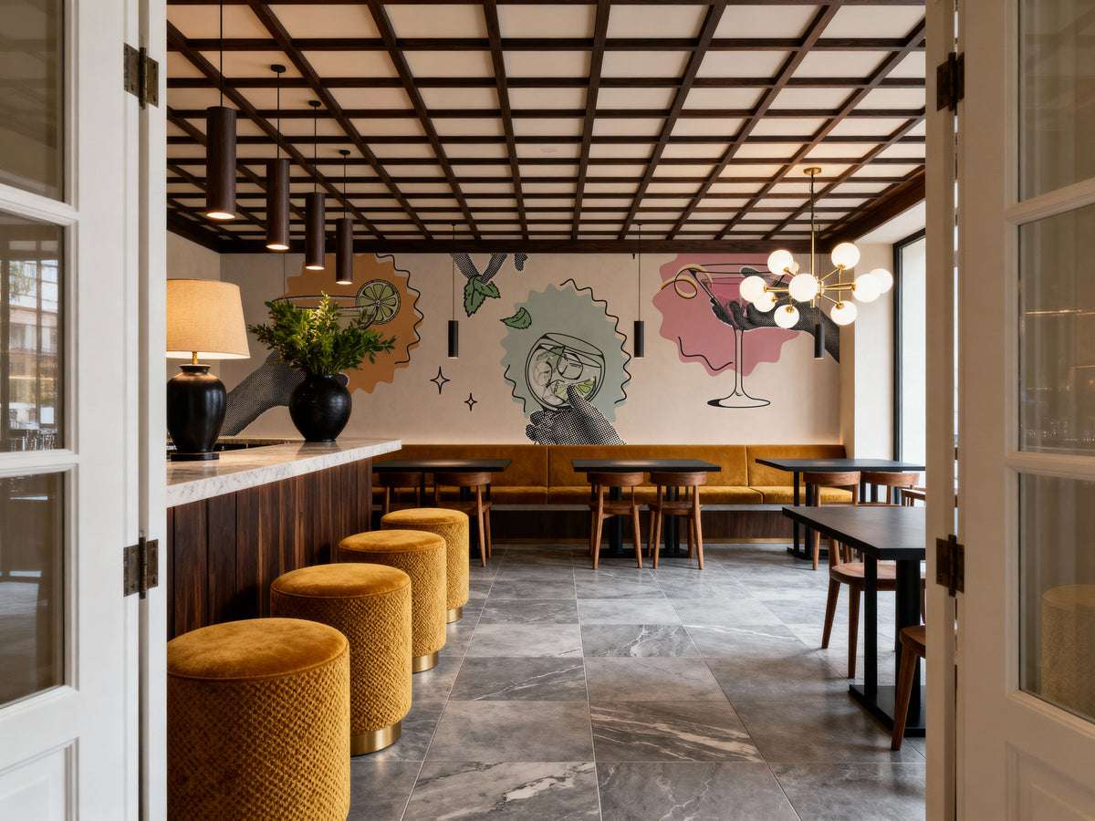 Retro Glamour Drinks Mural Wallpaper - room preview 02