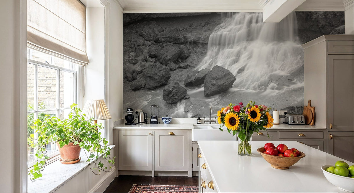 Waterfall Along the Fjarthra River Mural Wallpaper - room preview 02