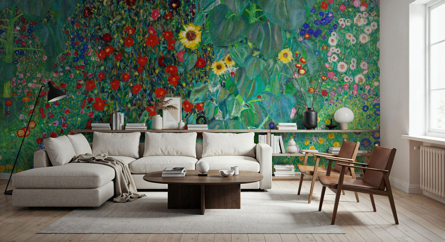 Floral Wallpaper Mural – Flower Wallpaper – Farm Garden with Sunflowers