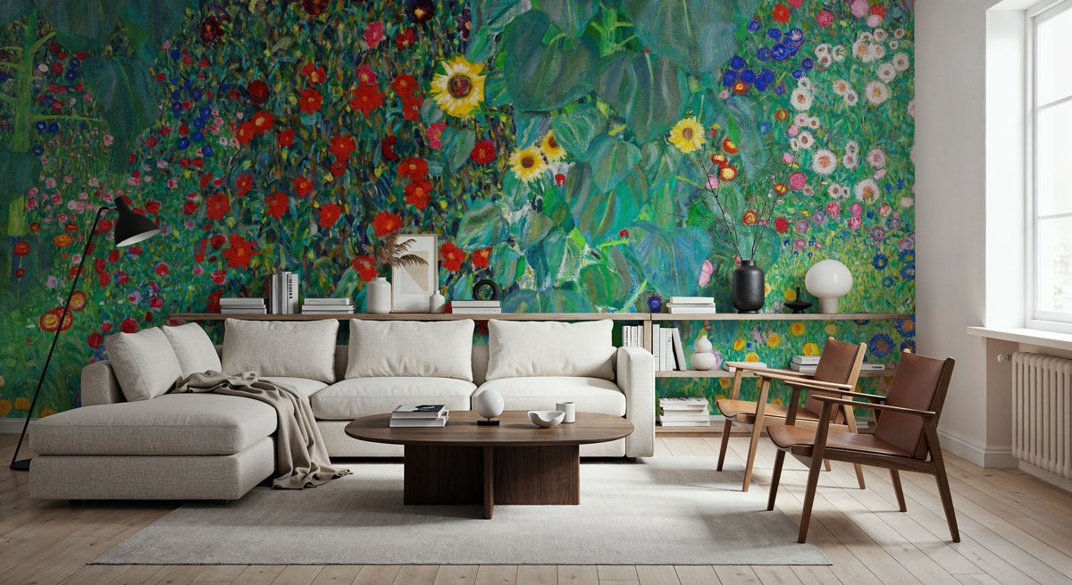 Farm Garden with Sunflowers Mural Wallpaper - room preview 02