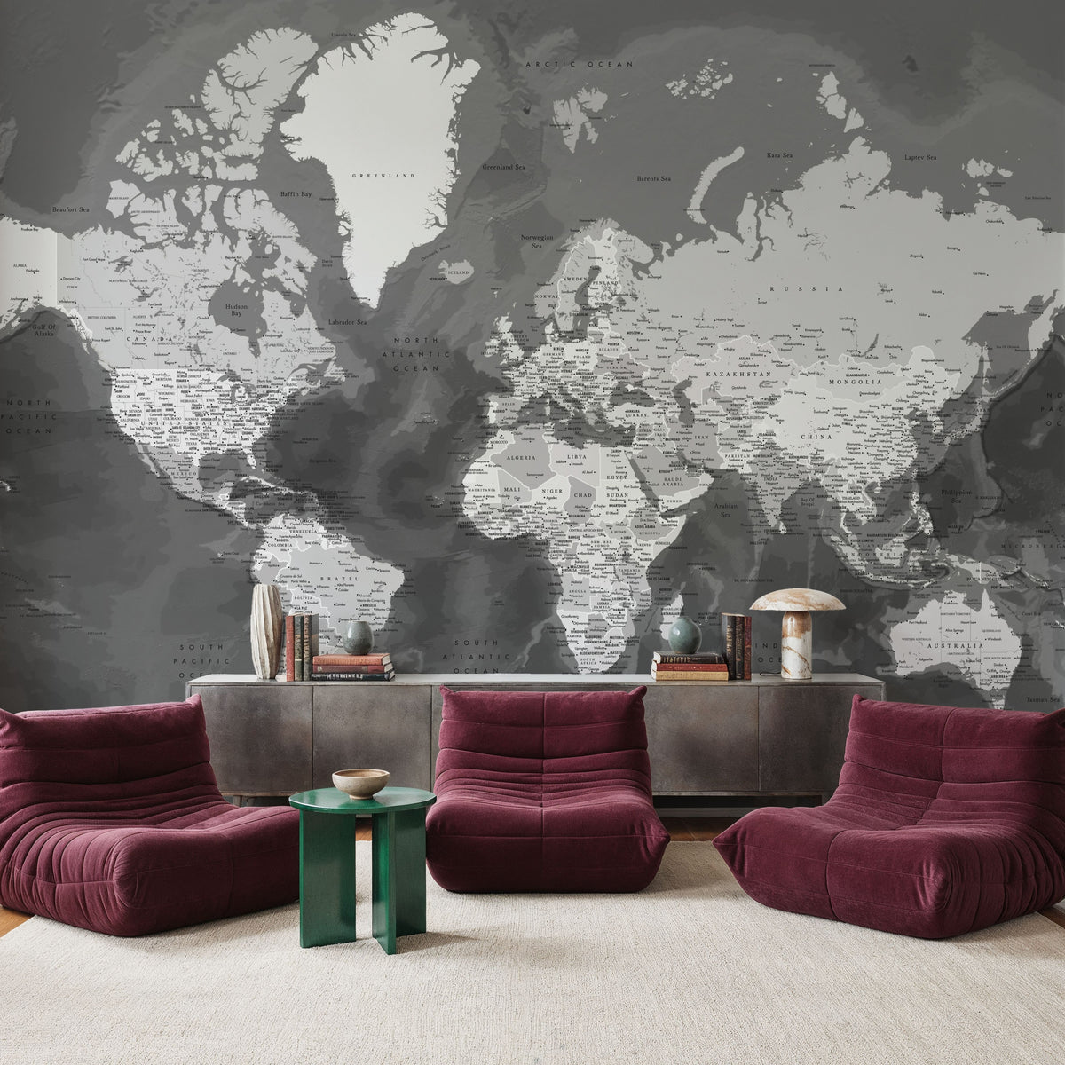 World Map Cities - Patwin Mural Wallpaper - room preview 02