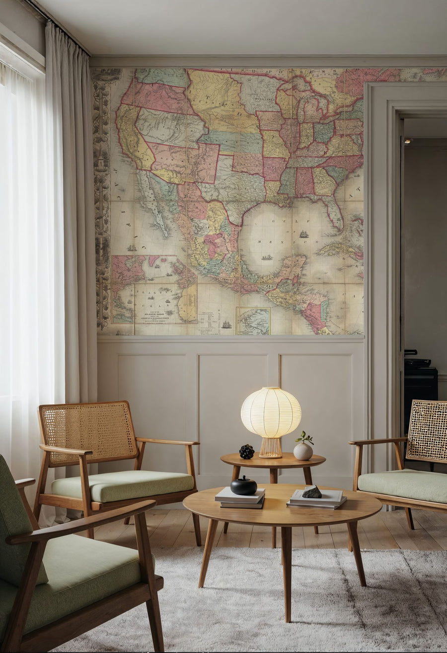 World Map Wallpaper Mural – Map Wall Mural – Colton's Unites States Map 1857