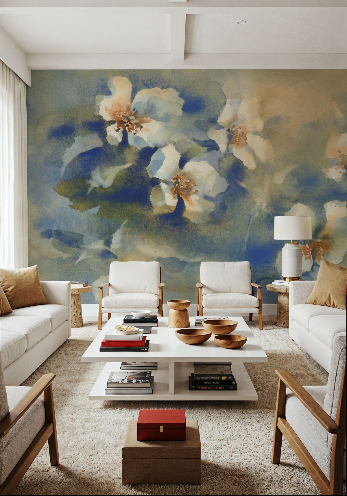 Whisper Bloom Mural Wallpaper - Neutral Tone - room preview 02