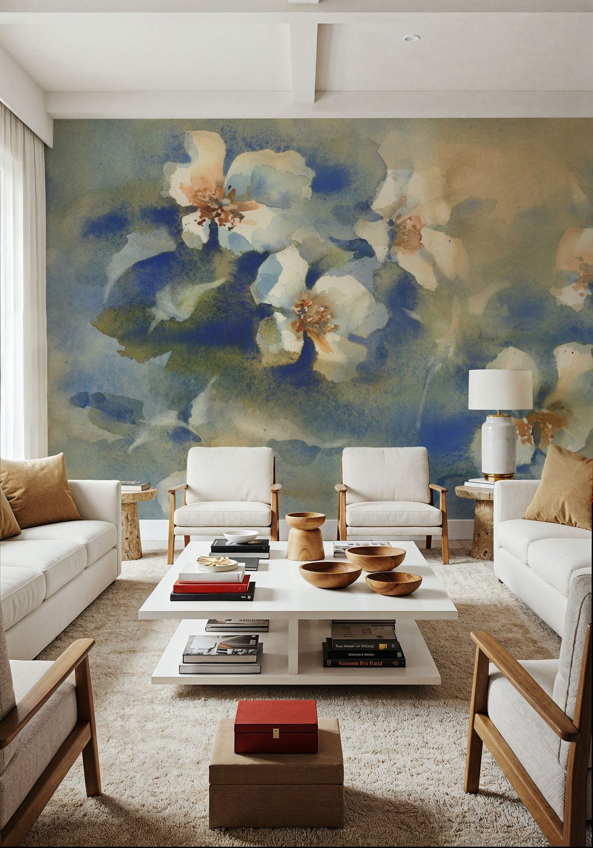 Whisper Bloom Mural Wallpaper - Neutral Tone - room preview 02