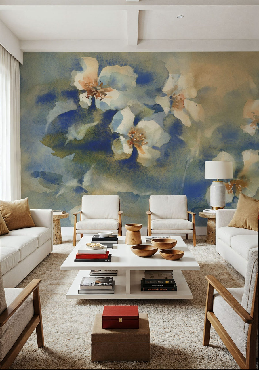 Papier peint mural Whisper Bloom - Ton neutre