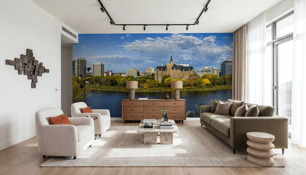 Saskatoon Skyline Mural Wallpaper - room preview 02