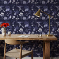 Botanical Postcard Blue Mural Wallpaper - room preview 02