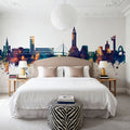 Le Havre France Skyline Blue & Bronze Mural Wallpaper - room preview 02
