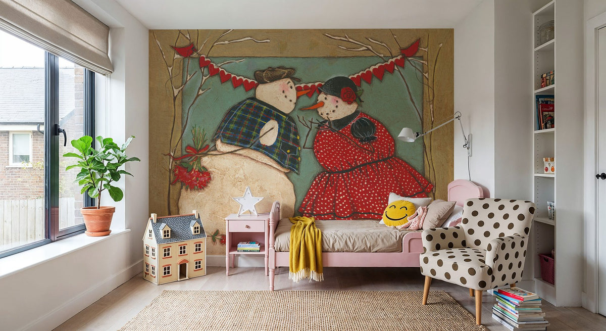 Seasonal Snowman II Mural Wallpaper - room preview 02