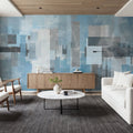 Geometric Abstract Blue Mural Wallpaper - room preview 02