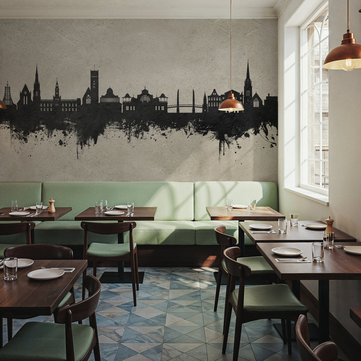 Torquay England Skyline Concrete Mural Wallpaper - room preview 02