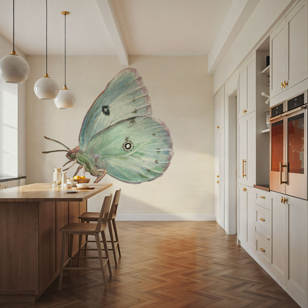 Honeybloom Butterfly IV Mural Wallpaper - room preview 02