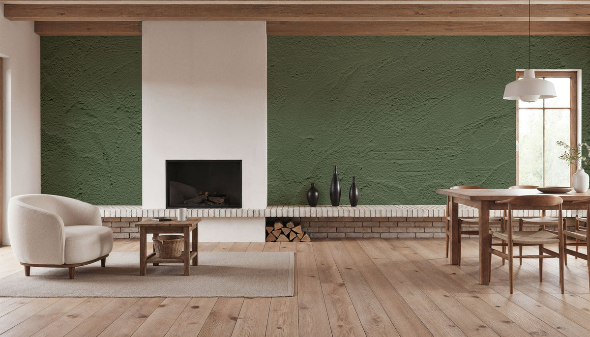 Green Plaster Mural Wallpaper - room preview 02