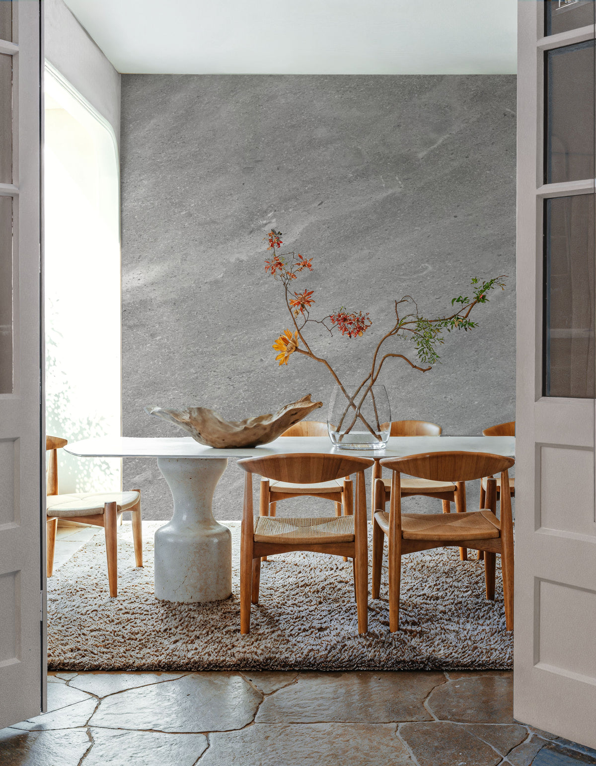 Grey Limestone Mural Wallpaper - room preview 02