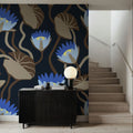 Midnight Botanical Mural Wallpaper - room preview 02