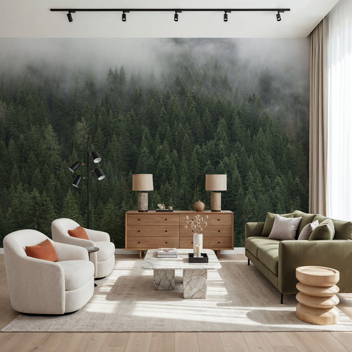 Foggy Treetops Mural Wallpaper - room preview 02