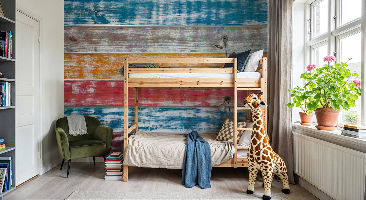 Mexican Wood Washed Mural Wallpaper - room preview 02