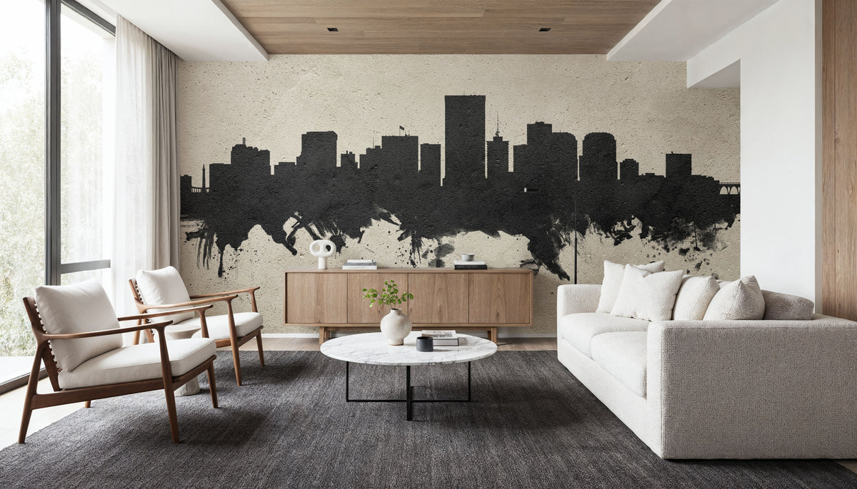 Richmond Virginia Skyline Concrete Mural Wallpaper - room preview 02