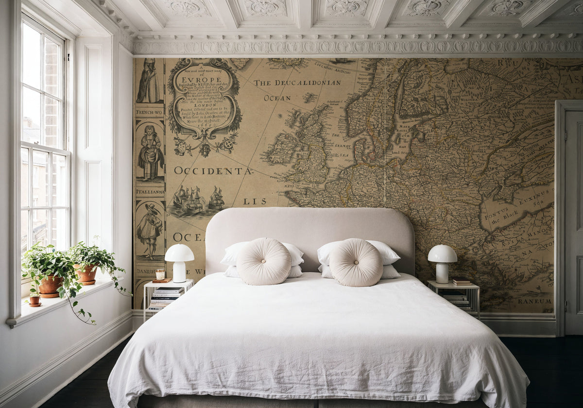 Map of Europe 1668 Mural Wallpaper - room preview 02
