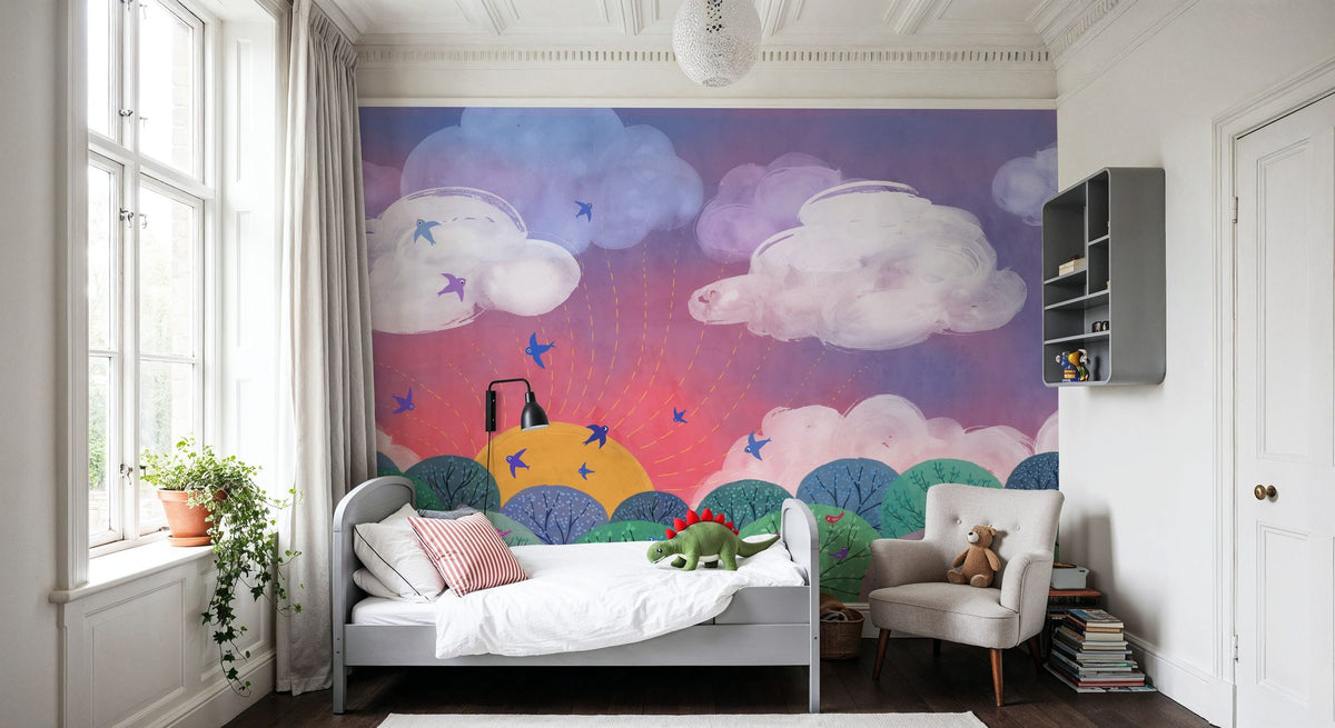 Sunset Landscape Mural Wallpaper - room preview 02