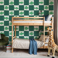 Fish Checkers, Green Mural Wallpaper - room preview 02
