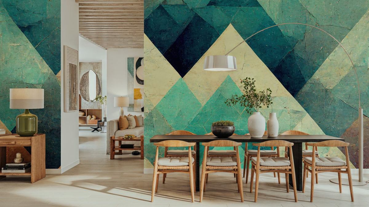 Reduced Mountains Turquoise Mural Wallpaper - room preview 02