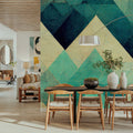 Reduced Mountains Turquoise Mural Wallpaper - room preview 02