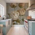 Peony on Blue Mural Wallpaper - room preview 02