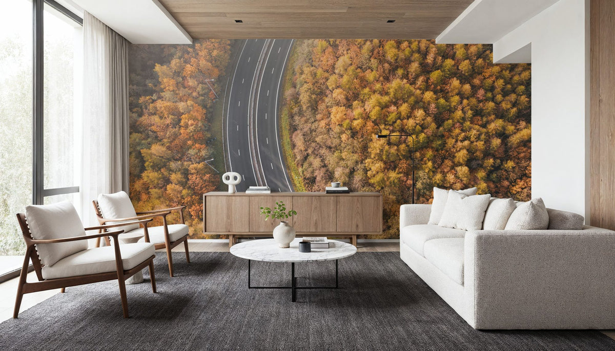 Autumn Canopy Road Mural Wallpaper - room preview 02