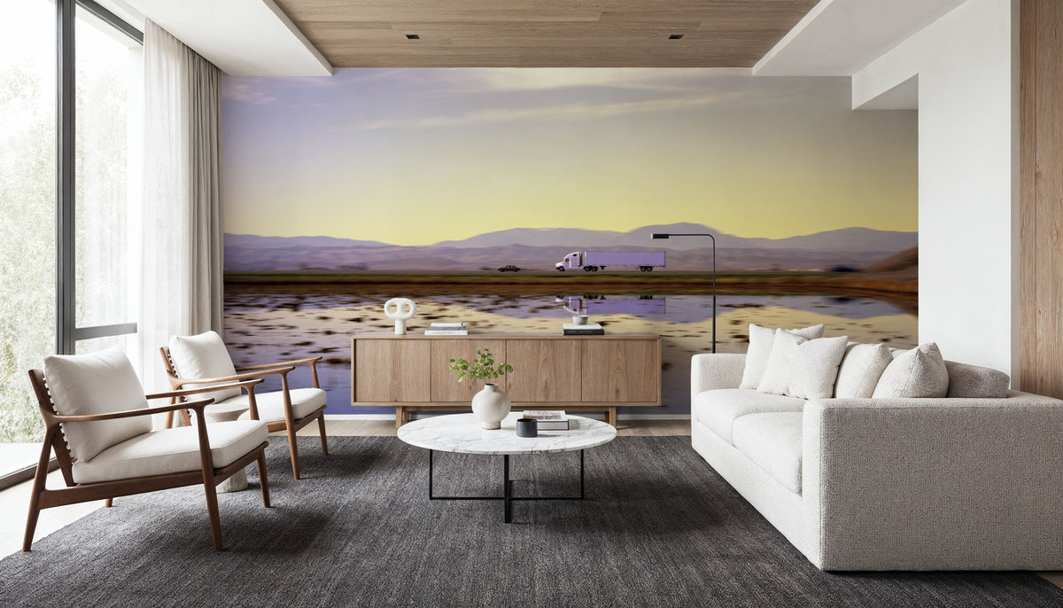Highway Reflection Mural Wallpaper - room preview 02