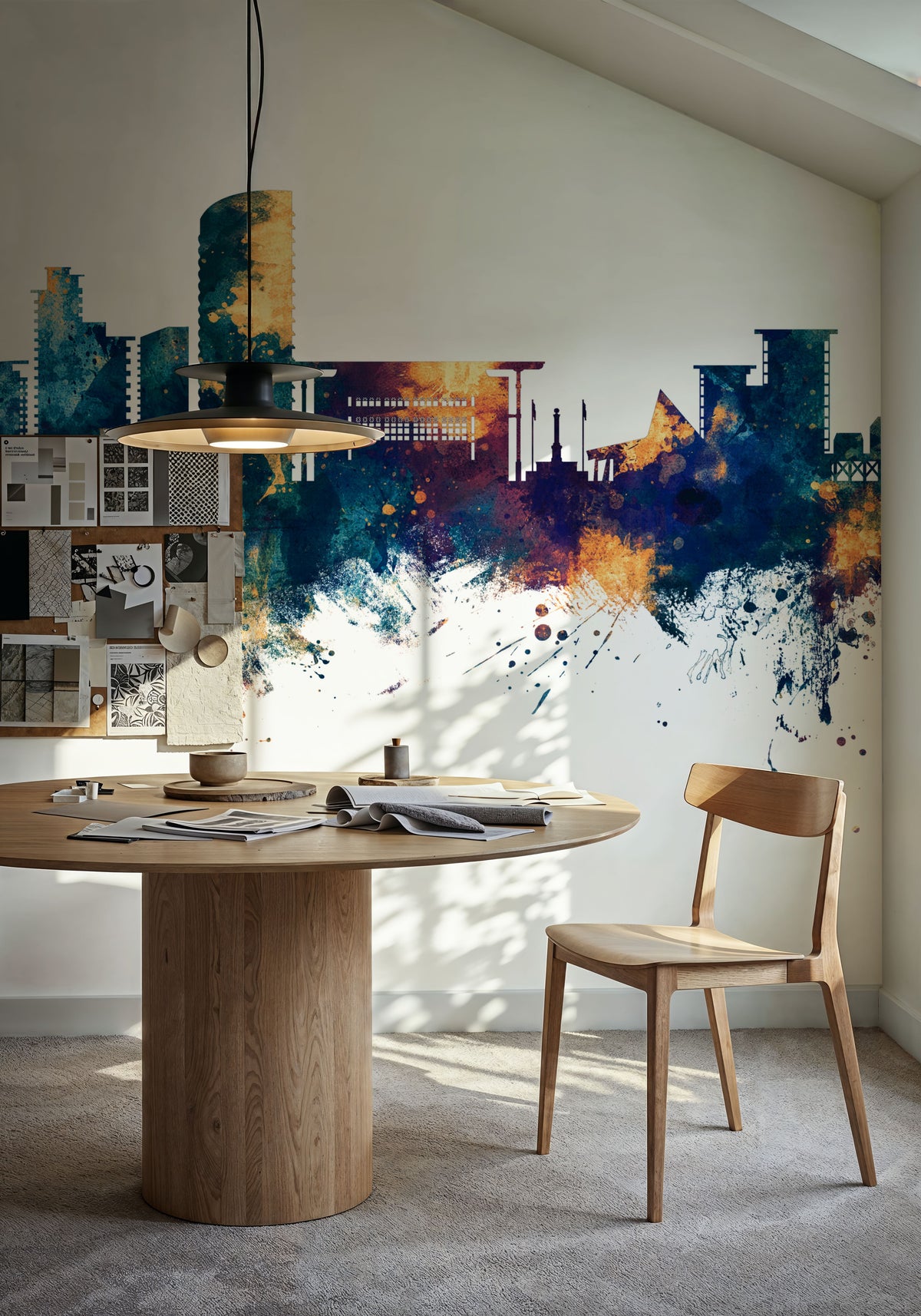 Darwin Australia Skyline Blue & Bronze Mural Wallpaper - room preview 02