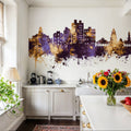 Nashik India Skyline Purple & Gold Mural Wallpaper - room preview 02