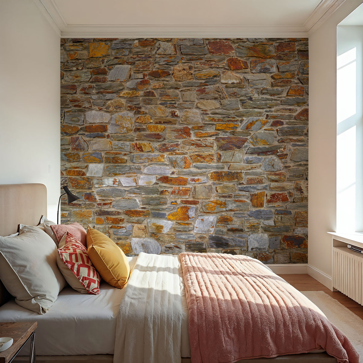 Rustic Stonework Mural Wallpaper - room preview 02