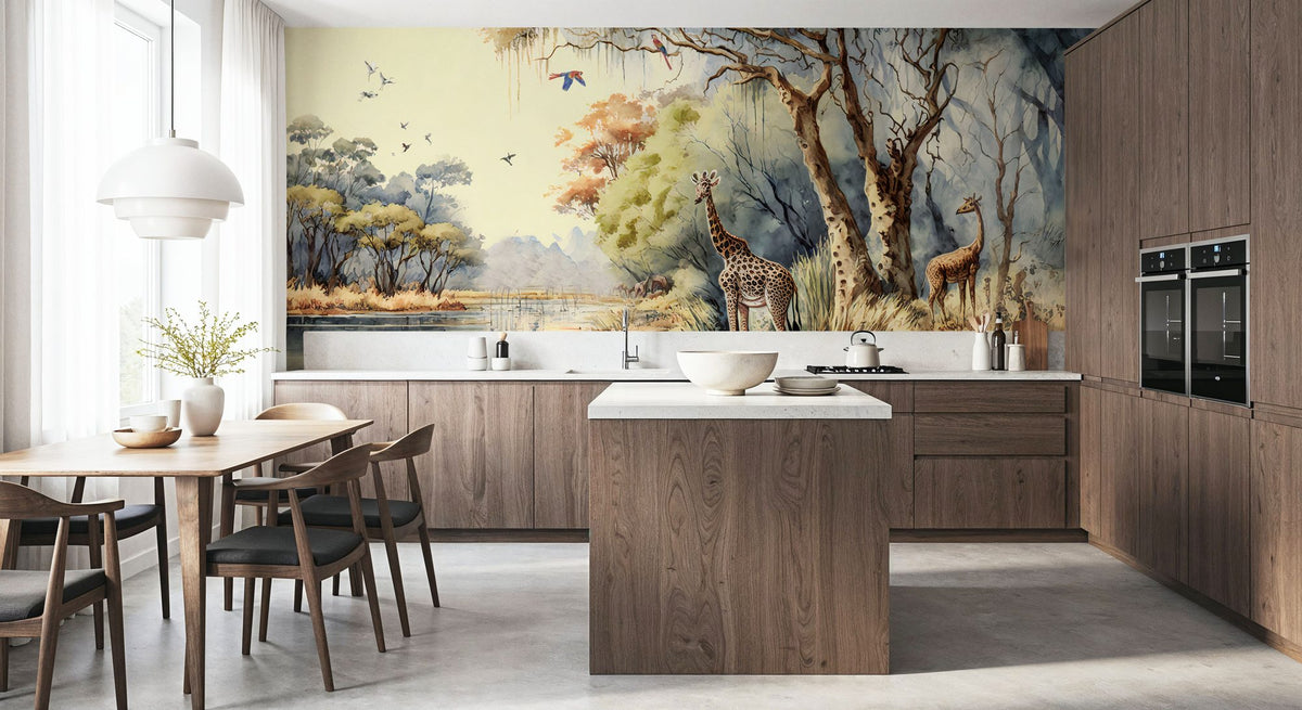 River Scene of Kenya Mural Wallpaper - room preview 02