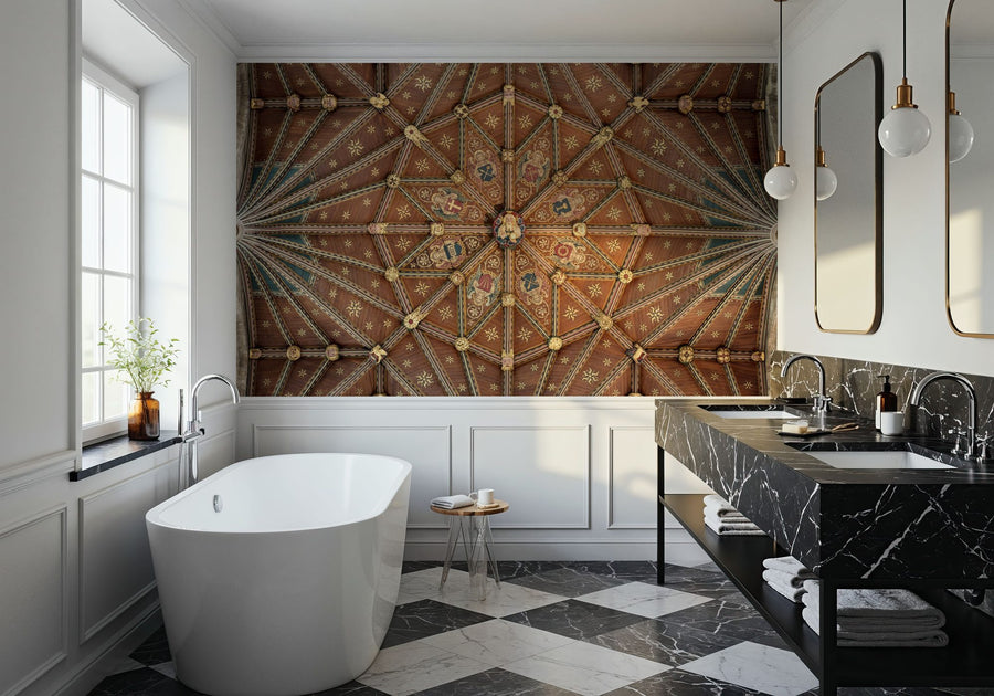 Geometric Wallpaper Mural – Pattern Wall Mural – Church Ceiling