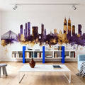 Mumbai Skyline India Bombay Purple & Gold Mural Wallpaper - room preview 02