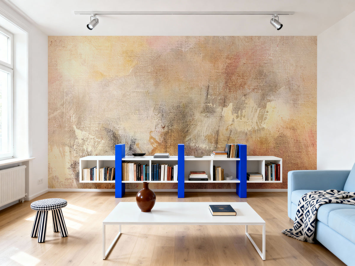 Soft Abstract Beige Mural Wallpaper - room preview 02