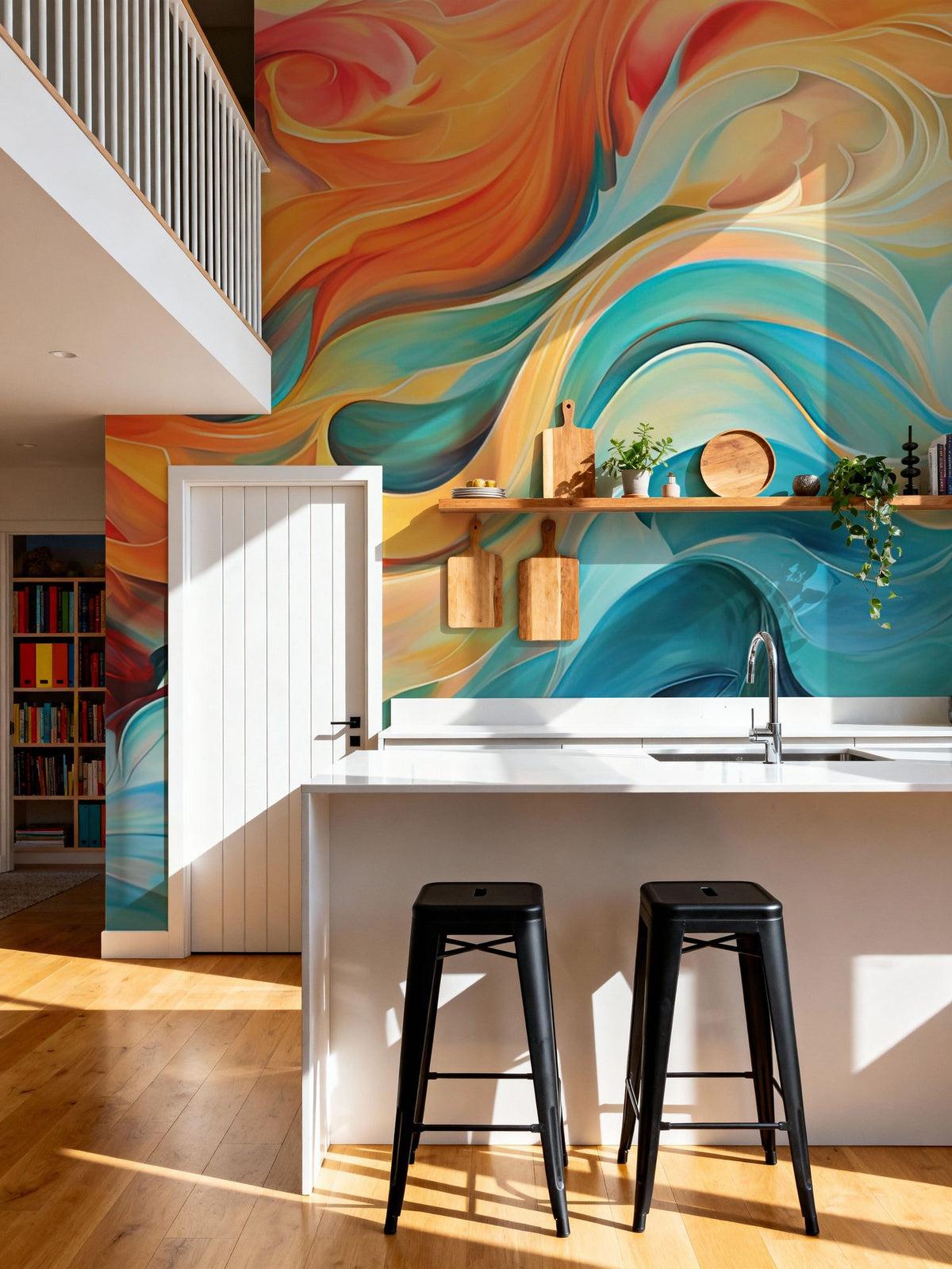 Ocean of Flames Mural Wallpaper - room preview 02
