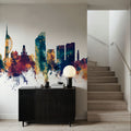 Portsmouth England Skyline Blue & Bronze Mural Wallpaper - room preview 02