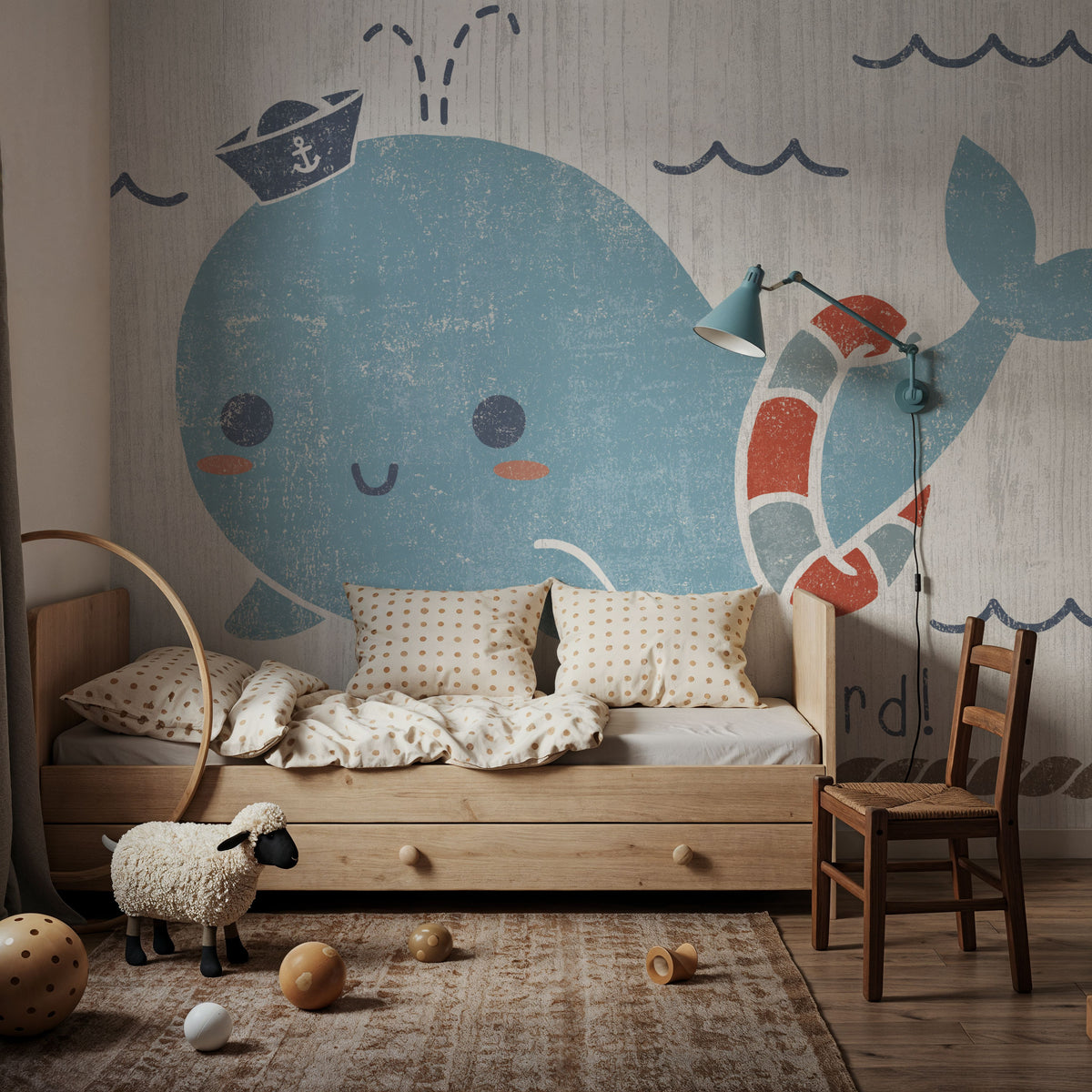 Nautical Friends Whale of a Time Mural Wallpaper - room preview 02