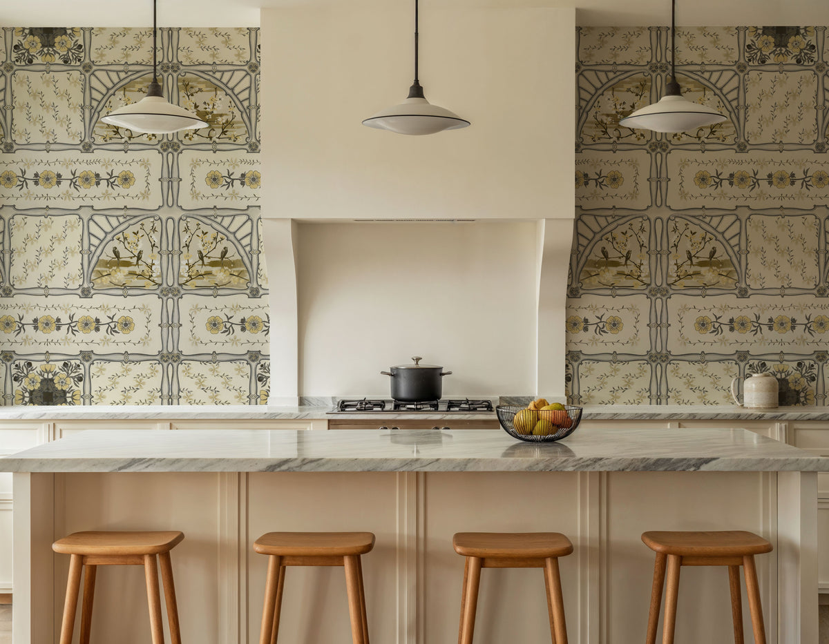 Sakura & Bird, Olive Mural Wallpaper - room preview 02