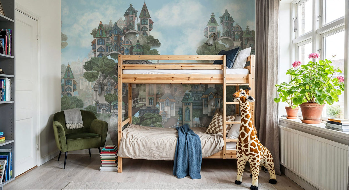 Treehouse Neighborhood Mural Wallpaper - room preview 02