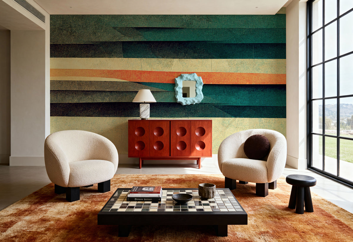 Textured Lines Mural Wallpaper - room preview 02