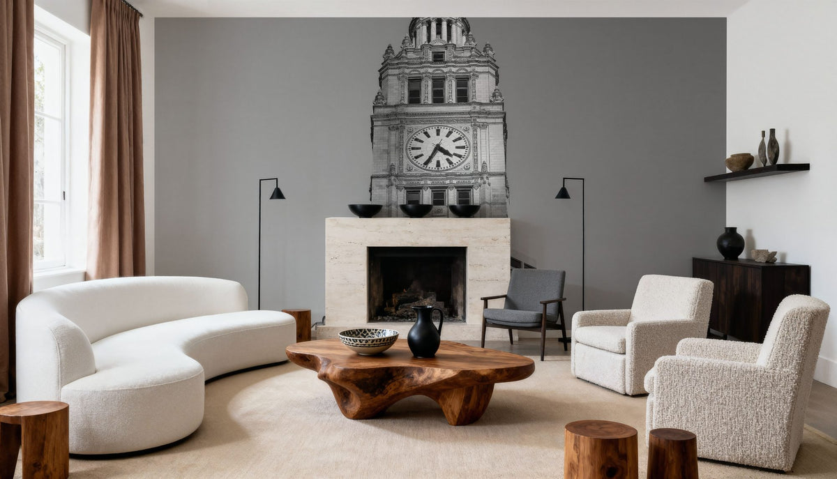 Chicago River Walk BW Mural Wallpaper - room preview 02