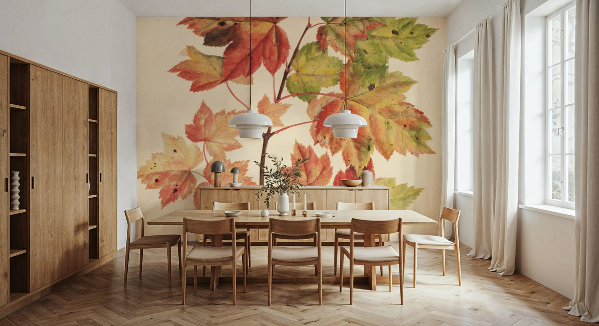 Fall Leaves II Muted Mural Wallpaper - room preview 02
