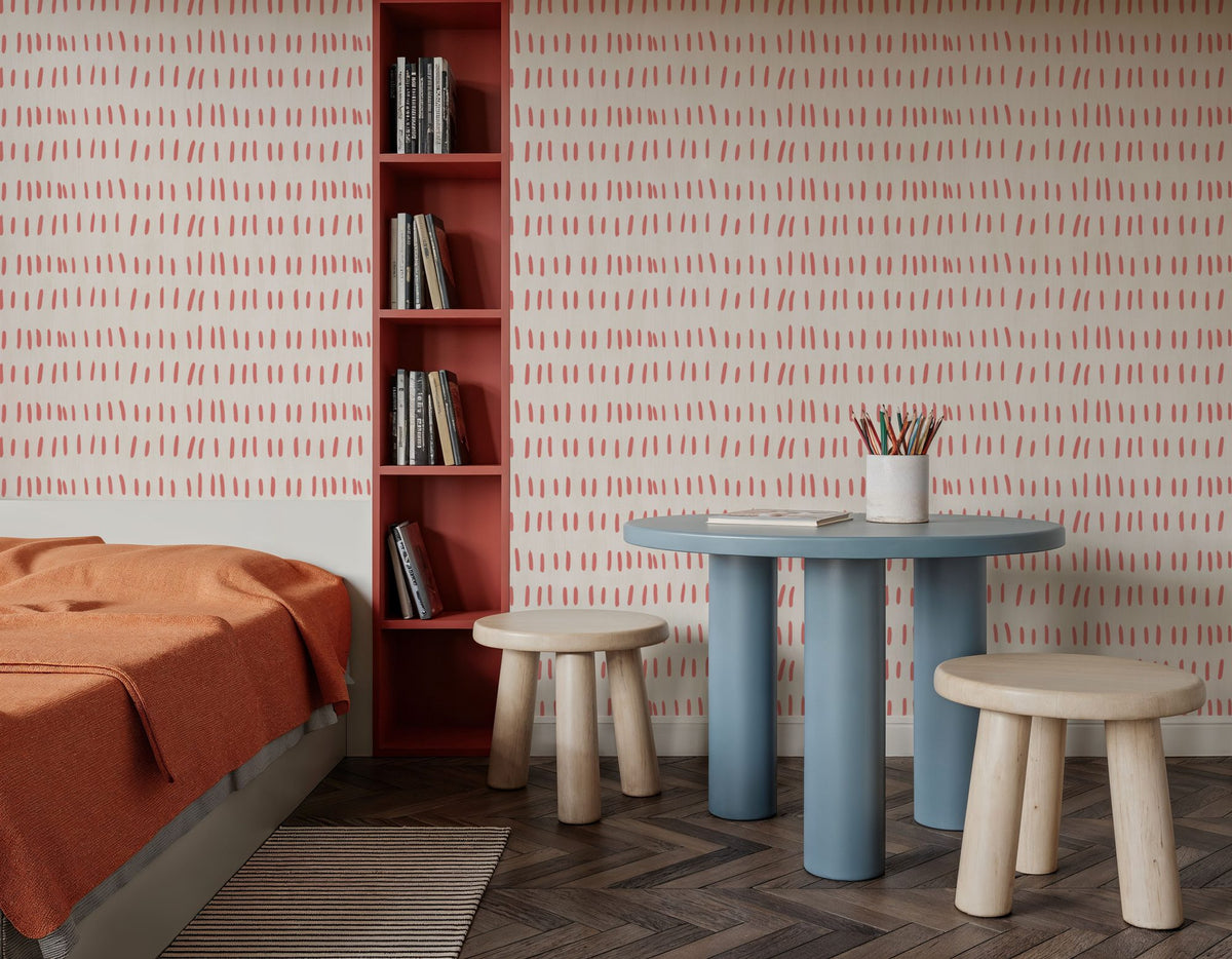 Coastal Leaning Red Mural Wallpaper - room preview 02