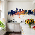 Wilmington Delaware Skyline Blue & Bronze Mural Wallpaper - room preview 02
