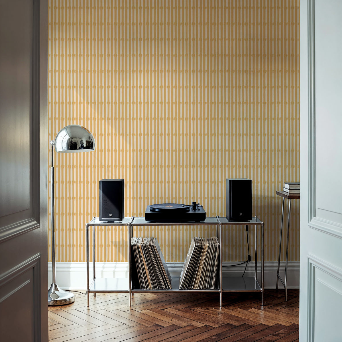 Bamboo Stripes, Sunflower Mural Wallpaper - room preview 02