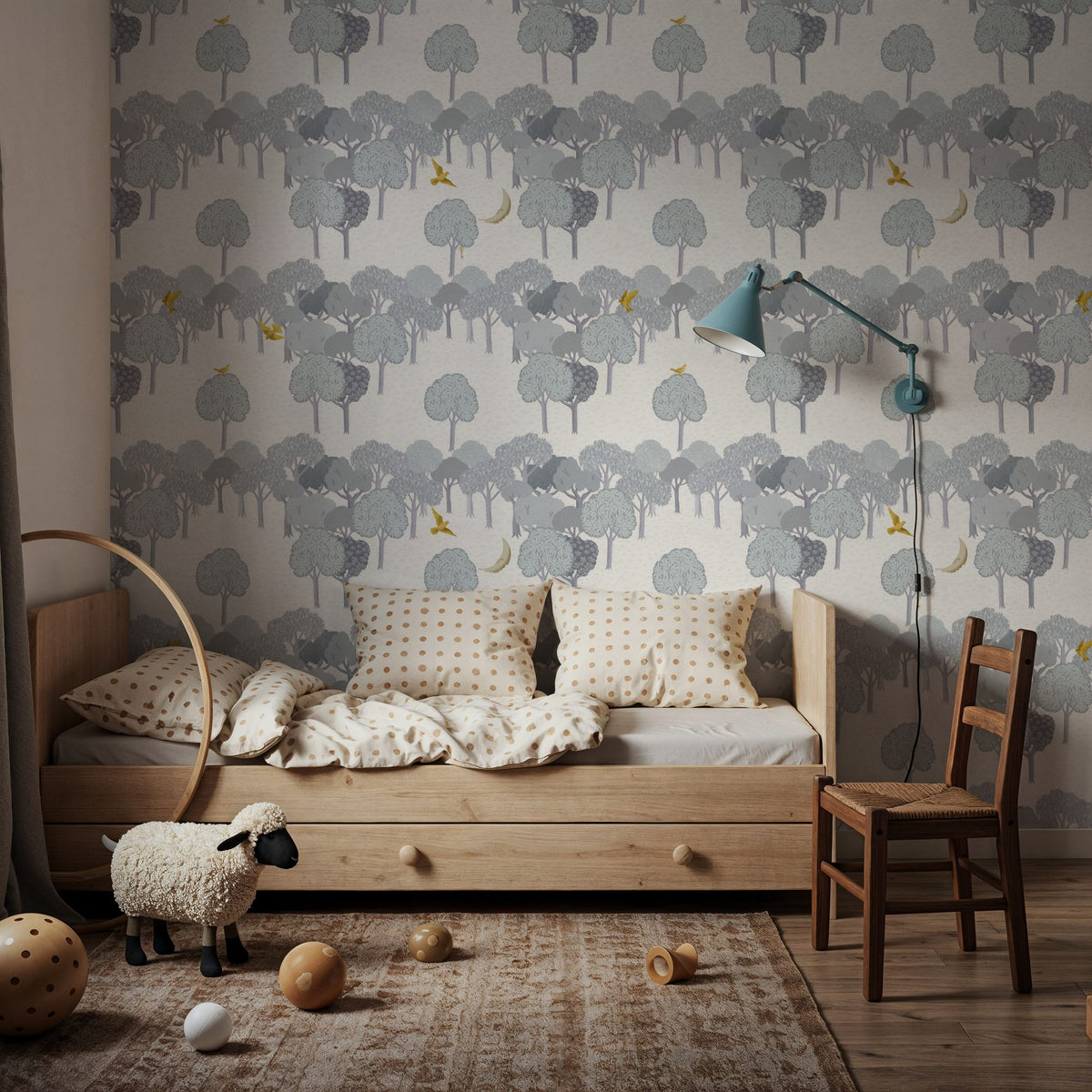 The Key to the Forest, Grey Mural Wallpaper - room preview 02