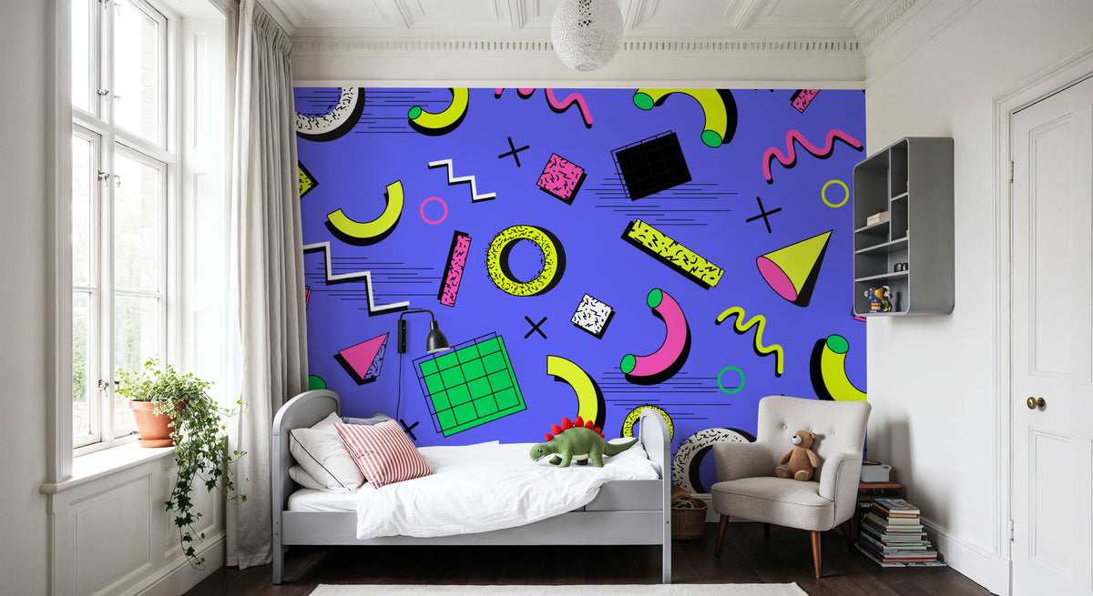 Memphis Shapes Mural Wallpaper - room preview 02
